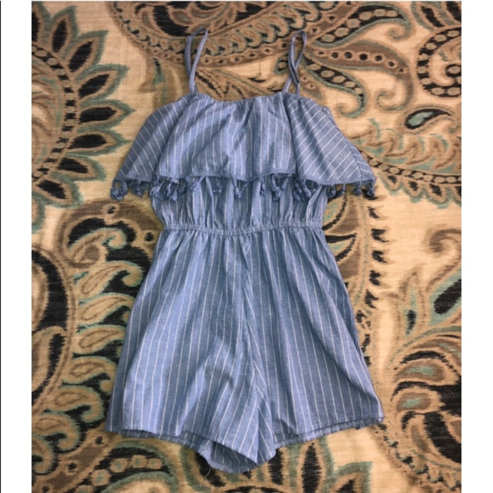 Blue & White Striped Romper